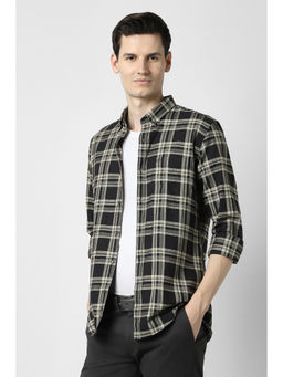 Peter England - Black Checks Cotton Regular Shirt