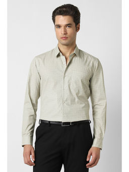 Peter England - Beige Printed Cotton Regular Shirt