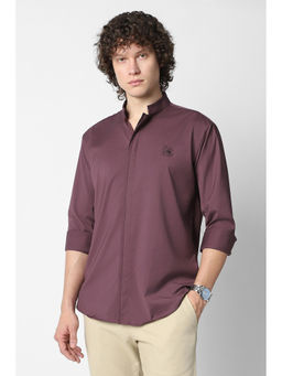 Van Heusen - Maroon Solid Polyester Blend Regular Shirt