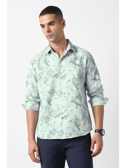 Van Heusen - Blue Printed Cotton Regular Shirt