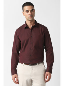 Van Heusen - Maroon Solid Cotton Regular Shirt