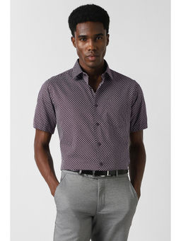 Van Heusen - Brown Printed Cotton Regular Shirt