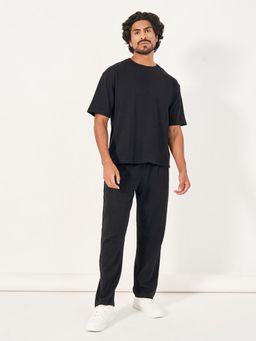 Styli - Men Typographic Print Oversized Co-Ord (Set of 2)