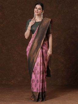 Sareemall - Women's Banarasi Silk Pink Woven Saree with Unstitched Blouse