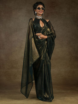 Sareemall - Women's Chiffon Black Ready To Wear Saree with Unstitched Blouse