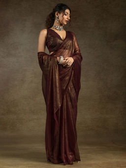 Sareemall - Women's Chiffon Purple Ready To Wear Saree with Unstitched Blouse