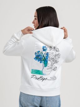 Red Tape - White Graphic Winter Hoodie for Women Cozy Winter Street Style
