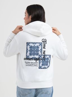 Red Tape - White Graphic Winter Hoodie for Women Cozy Winter Essential