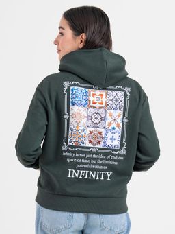 Red Tape - Green Graphic Hoodie for Women Winter Essential