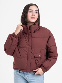 Red Tape - Maroon Bomber Jacket for Women Stylish Winter Essential