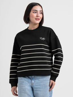 Red Tape - Women’s Black Striped Sweatshirt Casual Everyday Comfort