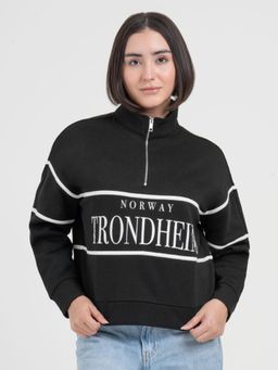 Red Tape - Black Half-Zip Sweatshirt for Women Effortless Everyday Style