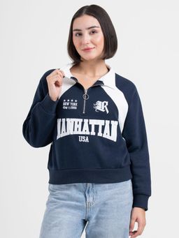 Red Tape - Navy Sweatshirt for Women Winter Half Zip Style
