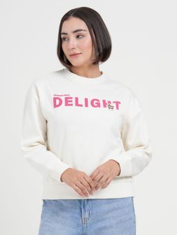 Red Tape - Off-White Graphic Sweatshirt for Women Casual Everyday Ease