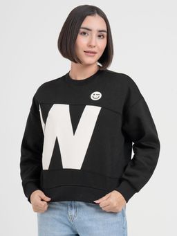Red Tape - Black Graphic Sweatshirt for Women Casual Everyday Comfort
