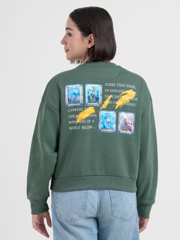 Red Tape - Green Graphic Sweatshirt for Women Winter Fashion Statement