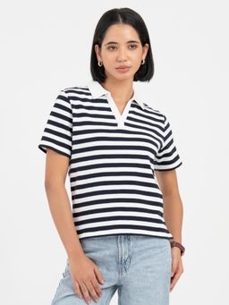 Red Tape - Navy and White Polo T-Shirt for Women