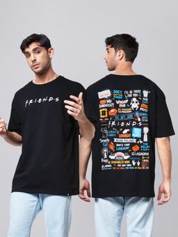 The Souled Store - F.r.i.e.n.d.s - Mischief Black Oversized T-Shirt for Men