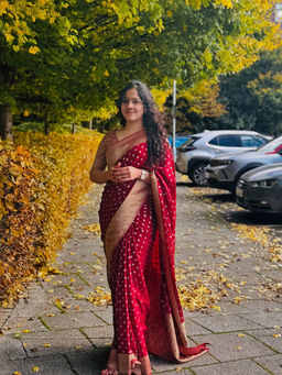 Anjaneya Sarees - Maroon Woven Saree with Unstitched Blouse