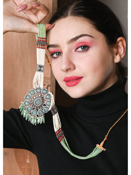 Odette - Green Metal Necklace Set (Set of 2)