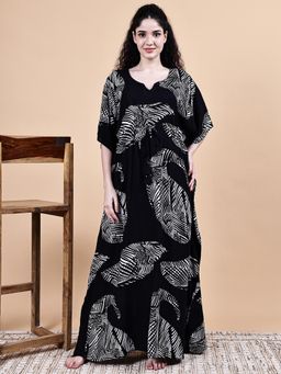 Secret Wish - Black Abstract Rayon Kaftan