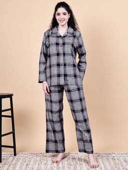 Secret Wish - Black Checkered Flannel Night Suit