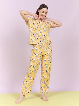 Sweet Dreams - Womens Snoopy Top With Pyjama Yellow