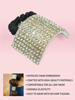 Hair Drama Co. - Embellished Crystal Ponytail Holder Black