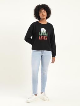 Levi's - Women'S Solid Black Round Neck Sweatshirt