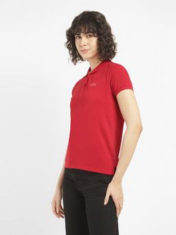 Levi's - Womens Red Solid Polo T-Shirt