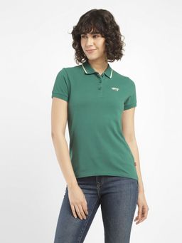 Levi's - Womens Green Solid Polo T-Shirt