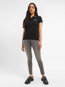 Levi's - Womens Black Solid Polo T-Shirt