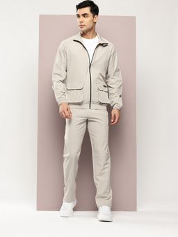 TURNFIT - Men Grey Regular Fit Zip-Front Jacket with Trackpant