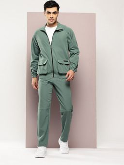 TURNFIT - Men Olive Regular Fit Zip-Front Jacket with Trackpant