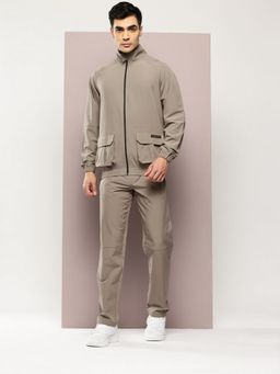 TURNFIT - Men Brown Regular Fit Zip-Front Jacket with Trackpant