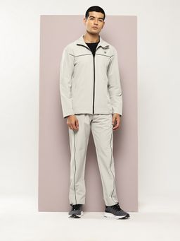 TURNFIT - Men Grey Piping Panels Regular Fit Jacket with Trackpant