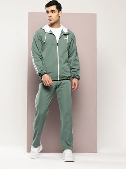 TURNFIT - Men Olive Regular Fit Outdoor Side Stripes Hooded Jacket with Track Pants