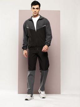 TURNFIT - Men Charcoal Colorblock Elasticated Waist Jacket with Trackpant