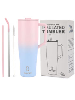 House of Quirk - 1200ml Tumbler with Handle and 2 Straw Flip Lid Water Bottle (Multicolor)