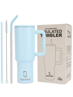House of Quirk - Tumbler Bottle with Handle and Straw Lid Double Insulated 1200ml (Blue)