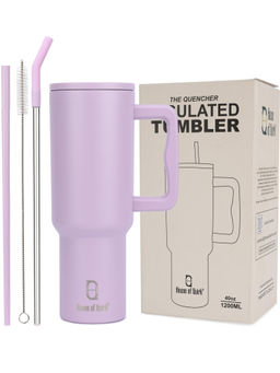 House of Quirk - Tumbler Bottle with Handle and Straw Lid Double Insulated 1200ml (Lavender)