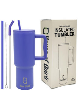 House of Quirk - Tumbler Bottle with Handle and Straw Lid Double Insulated 1200ml (Purple)