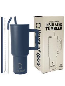 House of Quirk - Tumbler Bottle with Handle and Straw Lid Double Insulated 1200ml (Navy Blue)