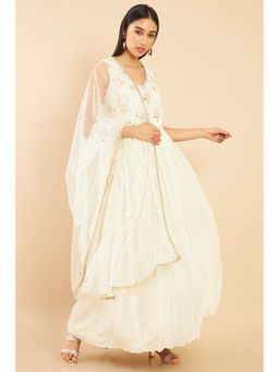 Soch - Women Off White Sequined Gown with Dupatta
