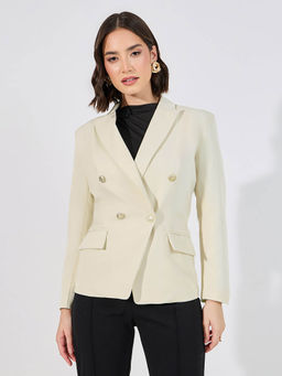 Styli - Off White Solid Blazer