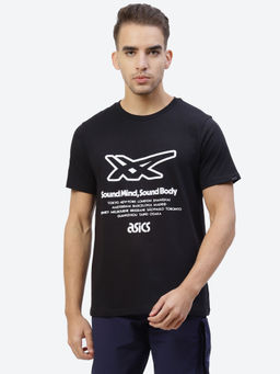 ASICS - M Stripe Graphic Ss Black Men Gym & Training T-shirts