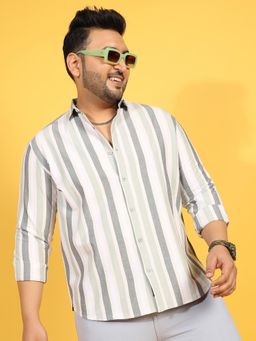 Instafab Plus - Men Multitrack Striped Button Up Shirt