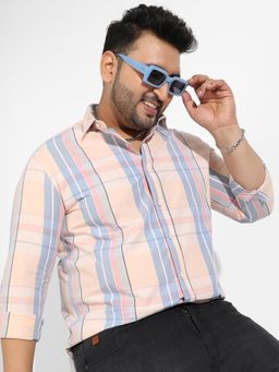 Instafab Plus - Men Cotton Checks Button Up Shirt