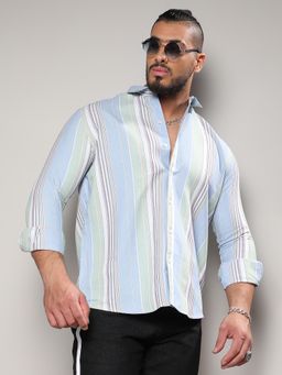 Instafab Plus - Men Striped Cotton Button Up Shirt