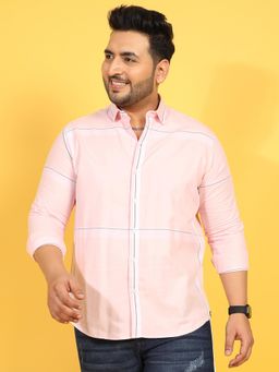 Instafab Plus - Men Pastel Striped Button Up Shirt